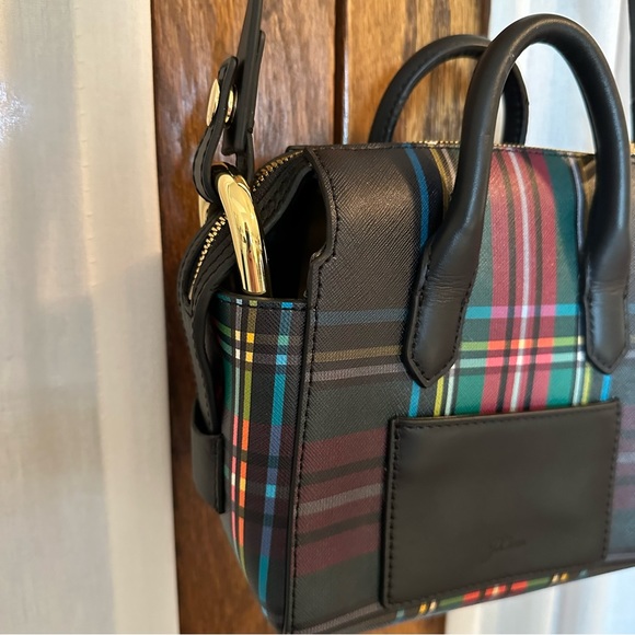 J. Crew Black Stewart Plaid Harper Mini Convertible Crossbody Satchel Bag - Picture 8 of 16